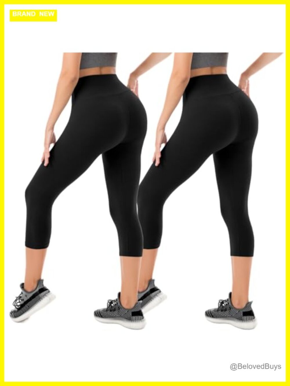 SINOPHANT Women's 2 Pack Capri Leggings High Waisted Tummy Control Yoga